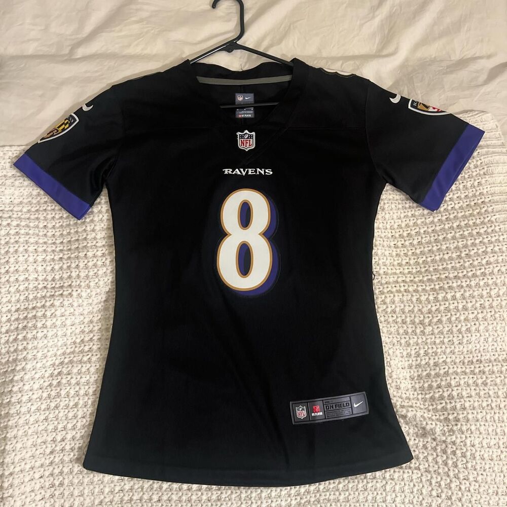 Nfl Women's Black and Purple T-shirt